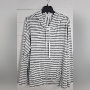 Market & Spruce Heathered Gray and White Striped Hoodie 3x